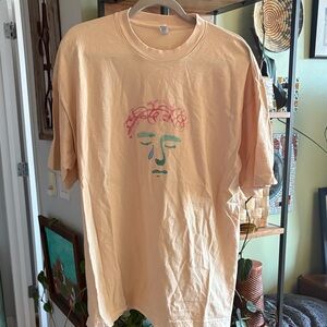 Music artist LAUV Peach Graphic T-Shirt with Artistic Face Design